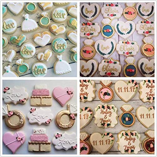 Maykito Wedding Cookie Cutter Set-7 Piece-3 Inches-Heart, Diamond Ring, Wedding Cake,Wedding Dress, Rectangle, Square and Oval Plaque Cookie Cutters Molds for Bridal Shower Engagement - Image 4