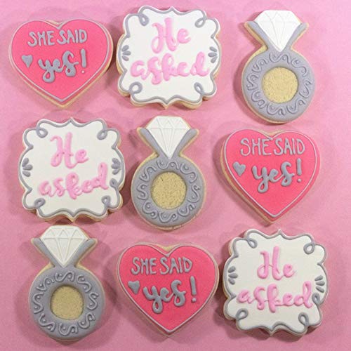 Maykito Wedding Cookie Cutter Set-7 Piece-3 Inches-Heart, Diamond Ring, Wedding Cake,Wedding Dress, Rectangle, Square and Oval Plaque Cookie Cutters Molds for Bridal Shower Engagement - Image 5