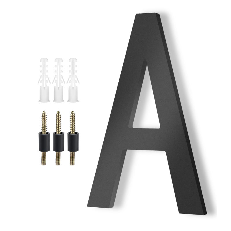 Modern House Letters for Outside DEWEL Floating Large 8 Inch Black Address Letters for House Door Farmhouse Street Both Floating Flush Styles Outdoor Letter A
