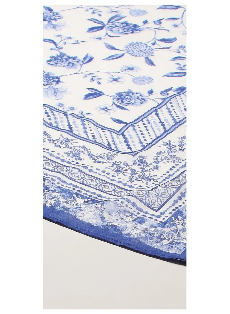 Biba  White Blue Cotton Straight Suit Set for Women | Best Price UAE