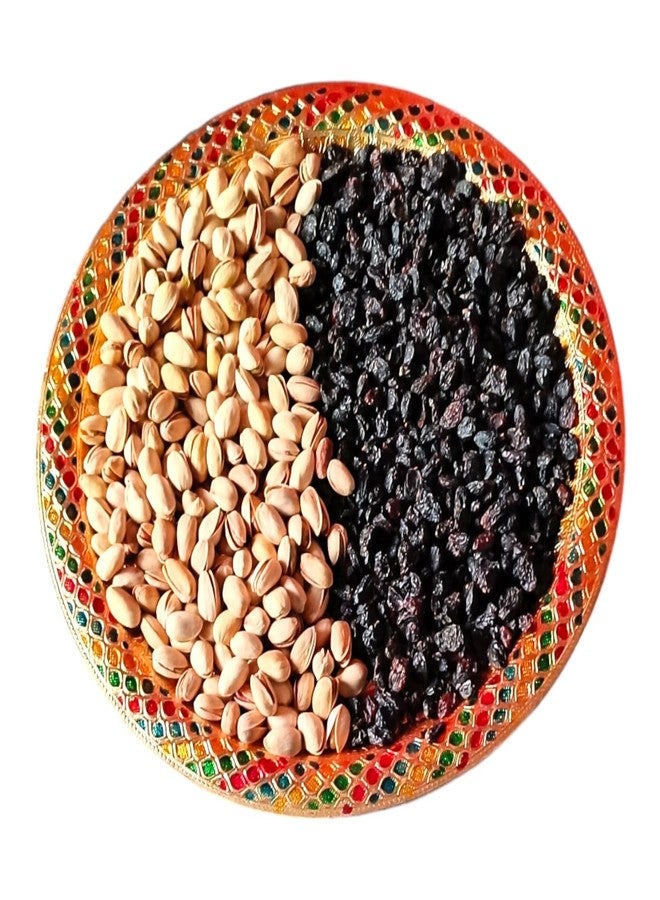 Koogly طبق كوجلي ميناكاري كبير مع زبيب أسود مجفف وفستق، هدية مثالية لعيد ديوالي وحفلات الزفاف - Image 3
