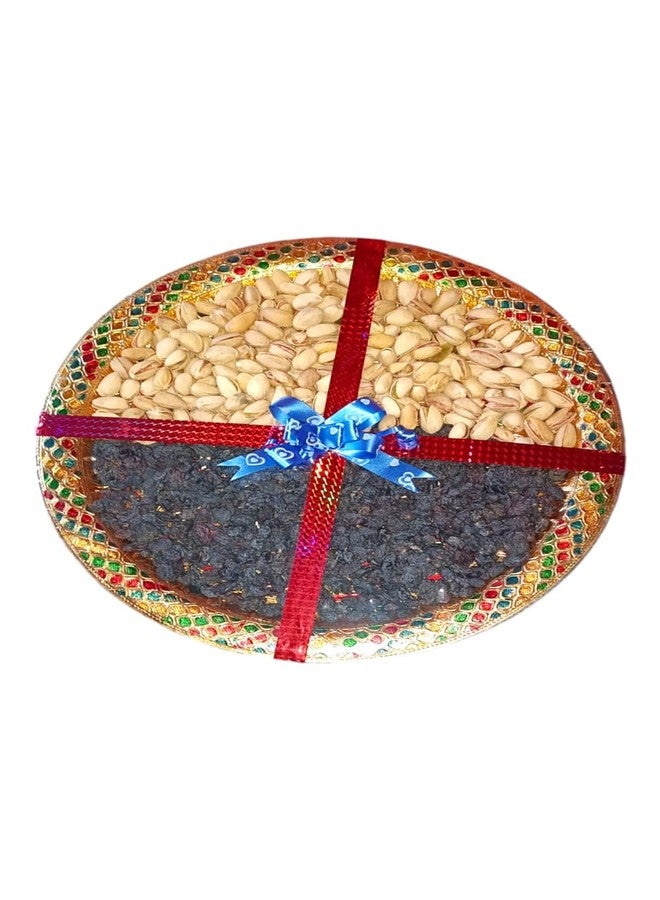 Koogly طبق كوجلي ميناكاري كبير مع زبيب أسود مجفف وفستق، هدية مثالية لعيد ديوالي وحفلات الزفاف - Image 1