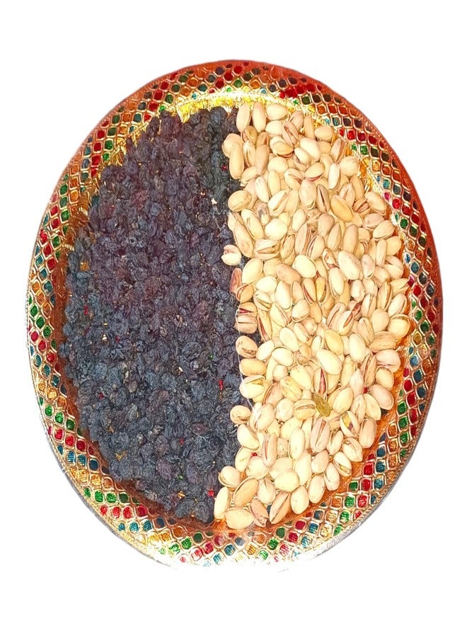 Koogly طبق كوجلي ميناكاري كبير مع زبيب أسود مجفف وفستق، هدية مثالية لعيد ديوالي وحفلات الزفاف - Image 2