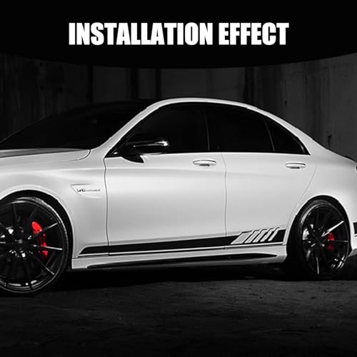 Tesnaao Pack2 Car Side Body Decals 452 x 8858 Waterproof PVC Vehicle DIY Decorative Stickers Universal Automotive Creative Stripe for Truck SUV Racing Car Motorcycle Bike Black - Image 5