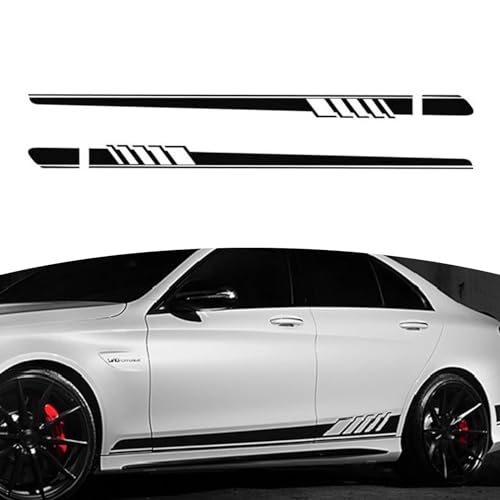 Tesnaao Pack2 Car Side Body Decals 452 x 8858 Waterproof PVC Vehicle DIY Decorative Stickers Universal Automotive Creative Stripe for Truck SUV Racing Car Motorcycle Bike Black - Image 1