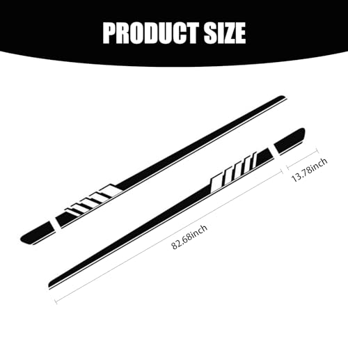 Tesnaao Pack2 Car Side Body Decals 452 x 8858 Waterproof PVC Vehicle DIY Decorative Stickers Universal Automotive Creative Stripe for Truck SUV Racing Car Motorcycle Bike Black - Image 3