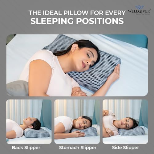 WELLGIVER Memory Foam Cervical Pillow | 2 Years Warranty | Orthopedic Cervical Pillow Neck Support Pillow for Sleeping, Neck & Shoulder Pain | 19 x 11 Inch | Standard | Removable Zipper Cover | Pack 1 - Image 3