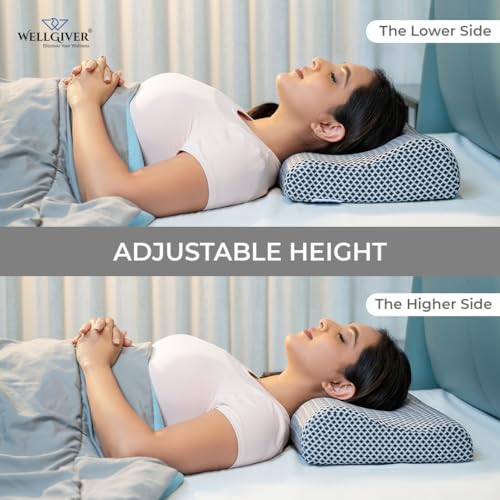 WELLGIVER Memory Foam Cervical Pillow | 2 Years Warranty | Orthopedic Cervical Pillow Neck Support Pillow for Sleeping, Neck & Shoulder Pain | 19 x 11 Inch | Standard | Removable Zipper Cover | Pack 1 - Image 4