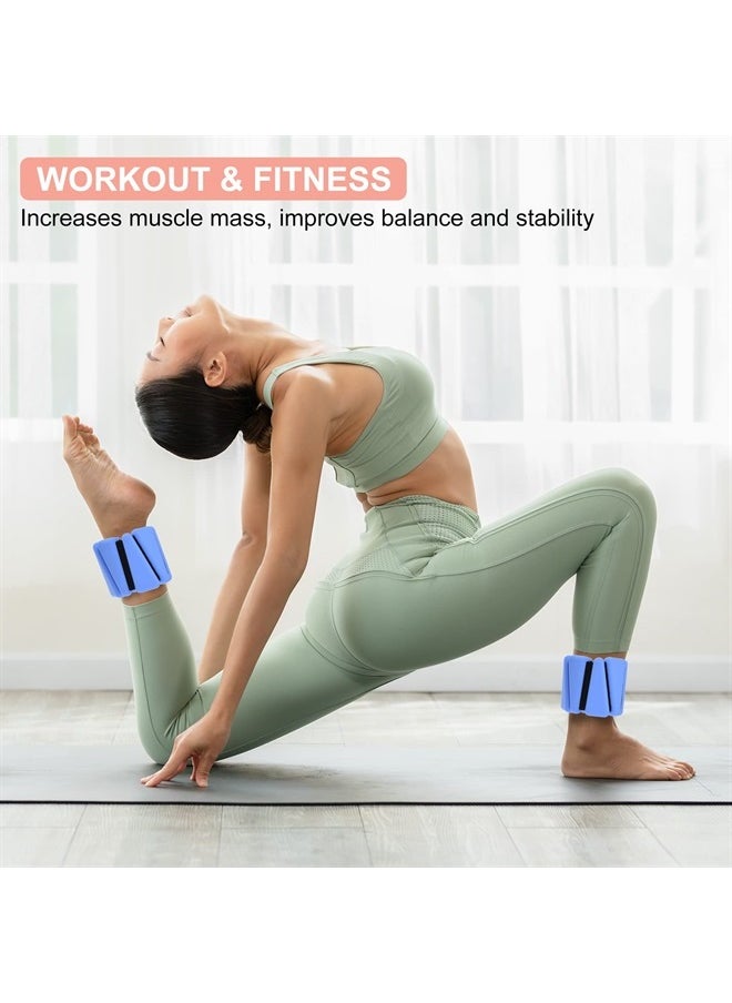 PATIKIL - Ankle Weights for Women, 2Lbs Total (1Lb Each) Adjustable Wrist Weights with Removable Weights Arm Weights for Women & Men Yoga Training Walking Jogging Aerobics, Blue - Image 1