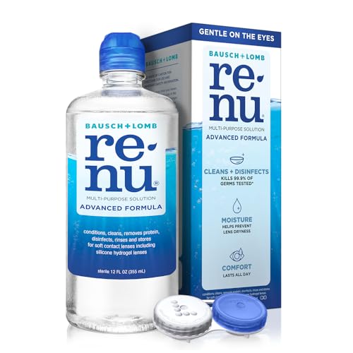 Renu Renu Contact Lens Solution Advanced Formula Multipurpose Lens Cleaner for Eye Contacts Cleaning Moisturizing and Disinfecting Care for Soft Silicon Hydrogel Lenses 12 Fl Oz 