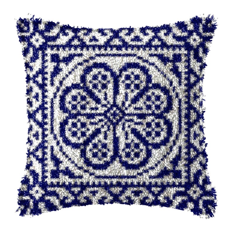 LAPATAIN Latch Hook Kits for DIY Throw Pillow Cover,Carpet Pattern Needlework Cushion Cover Hand Craft Crochet for Great Family 17X17inch - Image 1