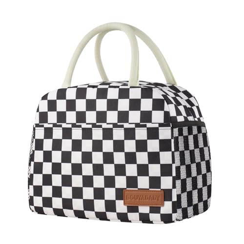 douyadady Lunch Bag WomenMen Lunch Box WomenMen BlackWhite Checkerboard - Image 1