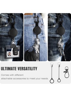 ELV Heavy Duty Retractable Id Badge Holder Key Reel With Adjustable Neck Lanyard Zinc Alloy Carabiner Key Ring Id Badge Strap 2 Pen Holders And Lobster Clip 32” Dyneema Cord Hold Up To 15 Keys  - Image 4