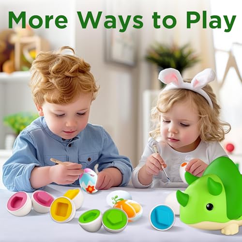 iPlay, iLearn iPlay iLearn Toddler Dinosaur Matching Egg Toy Shape Sorter Match Game Fine Motor Sensory Development Montessori Learning Toy Birthday Stocking Gift 18 24 Month Infant 2 3 4 Year Old Kids Boy Girl - Image 5