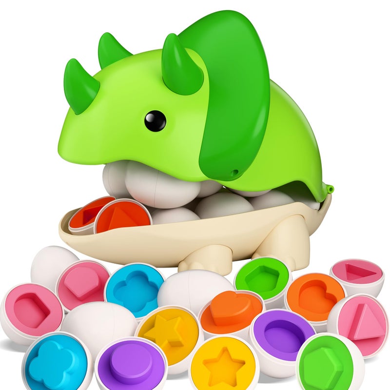 iPlay, iLearn iPlay iLearn Toddler Dinosaur Matching Egg Toy Shape Sorter Match Game Fine Motor Sensory Development Montessori Learning Toy Birthday Stocking Gift 18 24 Month Infant 2 3 4 Year Old Kids Boy Girl - Image 3