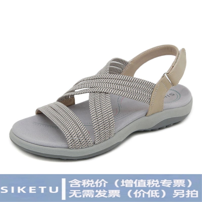 K6357-6 Women's Sports Sandals – Elastic Velcro, Large Size, PU Upper, Round Toe - Image 2