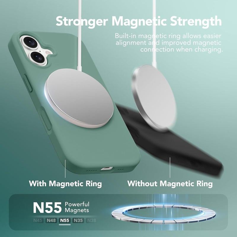 GONEZ Magnetic for iPhone 17 Case, [Compatible with MagSafe] Anti-Scratch Microfiber Lining & Screen Protector, Silicone Camera Control, Shockproof Slim Phone Cover 6.3 inch, Midnight Green - Image 2