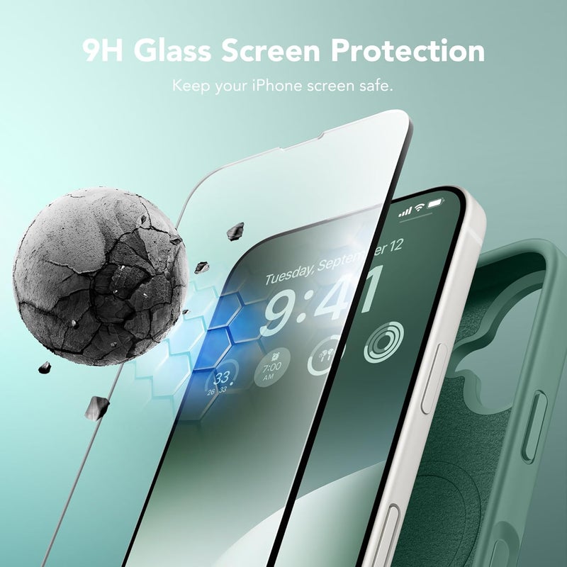 GONEZ Magnetic for iPhone 17 Case, [Compatible with MagSafe] Anti-Scratch Microfiber Lining & Screen Protector, Silicone Camera Control, Shockproof Slim Phone Cover 6.3 inch, Midnight Green - Image 4