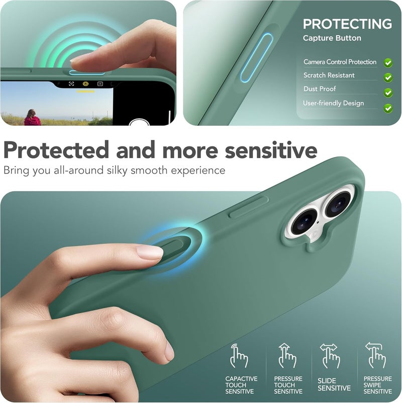 GONEZ Magnetic for iPhone 17 Case, [Compatible with MagSafe] Anti-Scratch Microfiber Lining & Screen Protector, Silicone Camera Control, Shockproof Slim Phone Cover 6.3 inch, Midnight Green - Image 5
