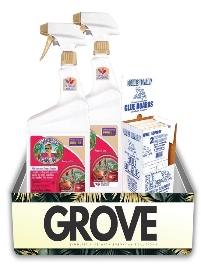 GROVE 2X Bonide Captain Jacks Dead Bug 32 oz Bundle with Glue Board Trap - Controls Listed Garden Pests on Fruits, Vegetables, and Ornamentals - Gift Set (3 Items) - Image 1