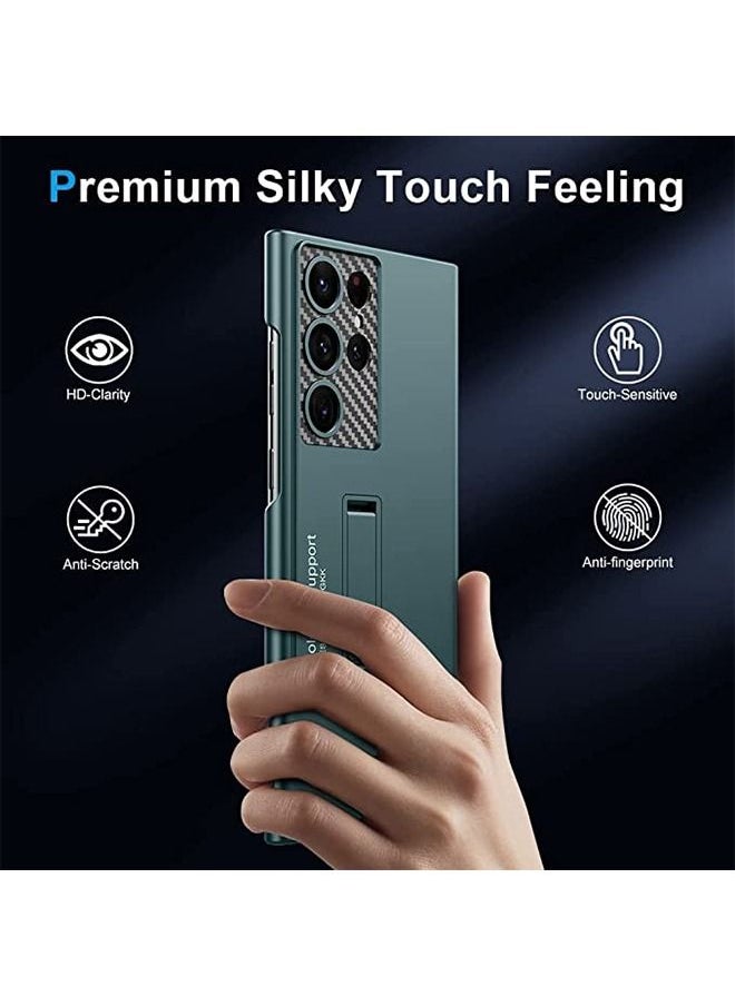 Compatible for Samsung S23 Ultra Case, Slim case for Galaxy S23 Ultra 5G,Matte Hard Back case with Four-Speed Adjustment Kickstand Lens Protection,Shockproof Cover Case with S23 Ultra 2023 Green