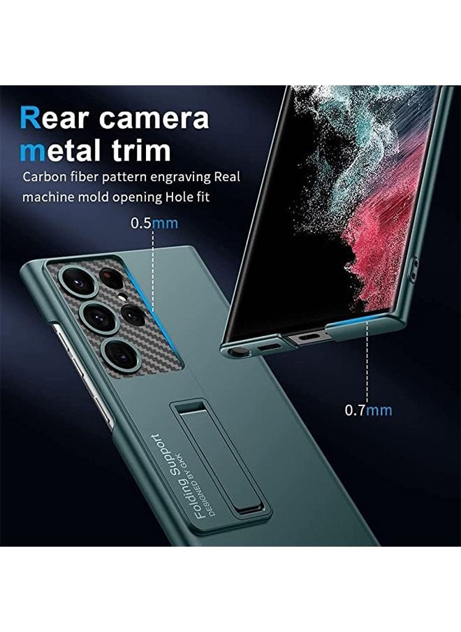 Compatible for Samsung S23 Ultra Case, Slim case for Galaxy S23 Ultra 5G,Matte Hard Back case with Four-Speed Adjustment Kickstand Lens Protection,Shockproof Cover Case with S23 Ultra 2023 Green