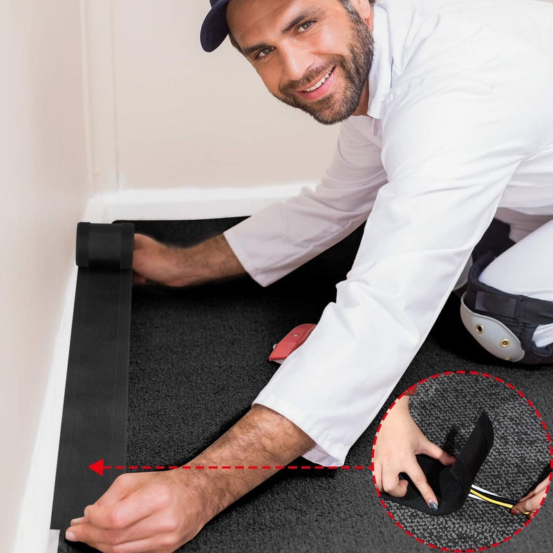 WILLBOND Carpet Cord Cover Cable Grip Floor Cover Cable Protector Management Only for Commercial Office Carpet(Black,19.69 ft) - Image 5