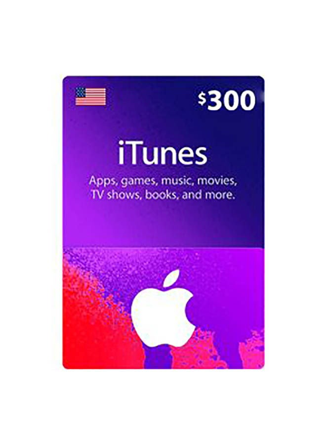 بطاقة هدايا iTunes بقيمة 300 دولار أمريكي