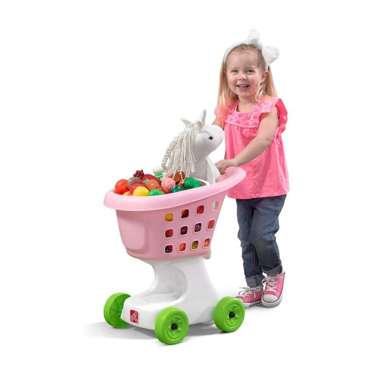 Step2 Little Helpers Shopping Cart for Kids Play Grocery Cart Made of Durable Plastic for Toddlers 2 Years Old Pink - Image 3