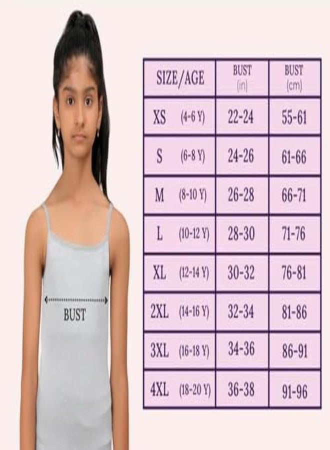 Khwaish Store Girls Cotton Regular Fit Sleeveless Sameej Camisole Soft & Stretchy Beginners/Teenager Camisole for Puberty | Pack of 3 White - Image 5