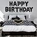 Charnoel Black Happy Birthday Balloons Decorations Happy Birthday Letter Balloons Banner Set with 24pcs Round Flameless LED Candles and 2000pcs Artificial Rose Petals for Women Men Room Party Decor - Image 2