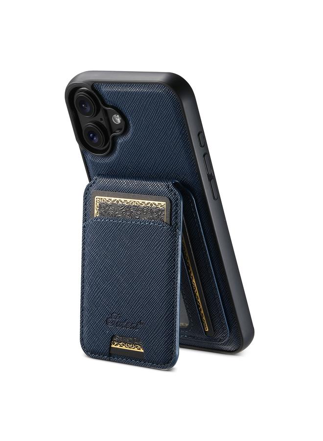 Suteni Case For iPhone 16 Plus H18 Cross Grain MagSafe Wallet Leather Phone Case - Image 1