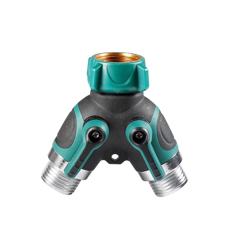 Way Garden Hose Splitter Metal Y - Connector for 3/4 Inch Faucet Double Valve Control Leakproof for Irrigation Car Wash