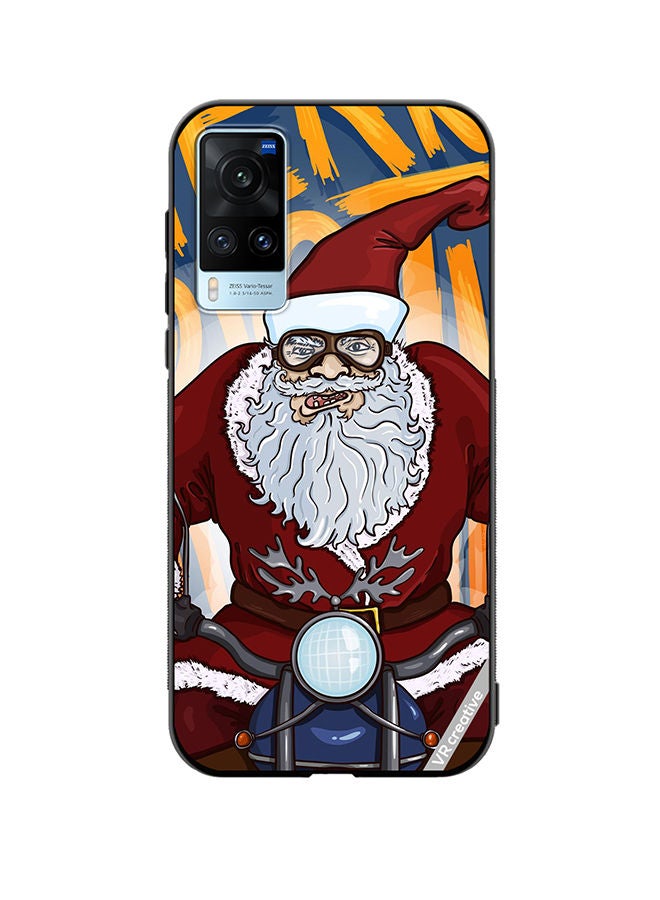 VR CREATIVE Protective Case Cover For Vivo X60 Cartoon Christmas Postcard Santa Claus On Motorcycle Design Multicolour - Image 1