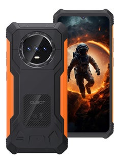 KINGKONG ES Rugged Phone 6.56'' 90Hz HD+ Display 6GB RAM 128GB ROM 48MP + 16MP Camera Waterproof Rugged Slim Mobile Android 14 Dual SIM Network 5100mAh Battery Black-Orange