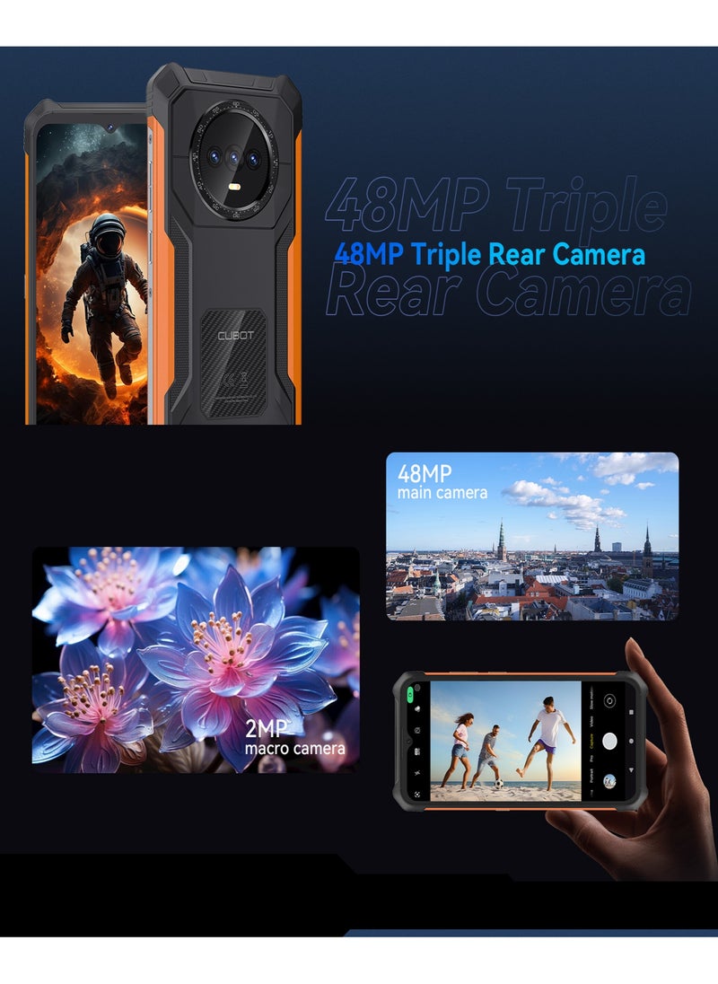 Cubot - KINGKONG ES Rugged Phone 6.56'' 90Hz HD+ Display 6GB RAM 128GB ROM 48MP + 16MP Camera Waterproof Rugged Slim Mobile Android 14 Dual SIM Network 5100mAh Battery Black-Orange - Image 1