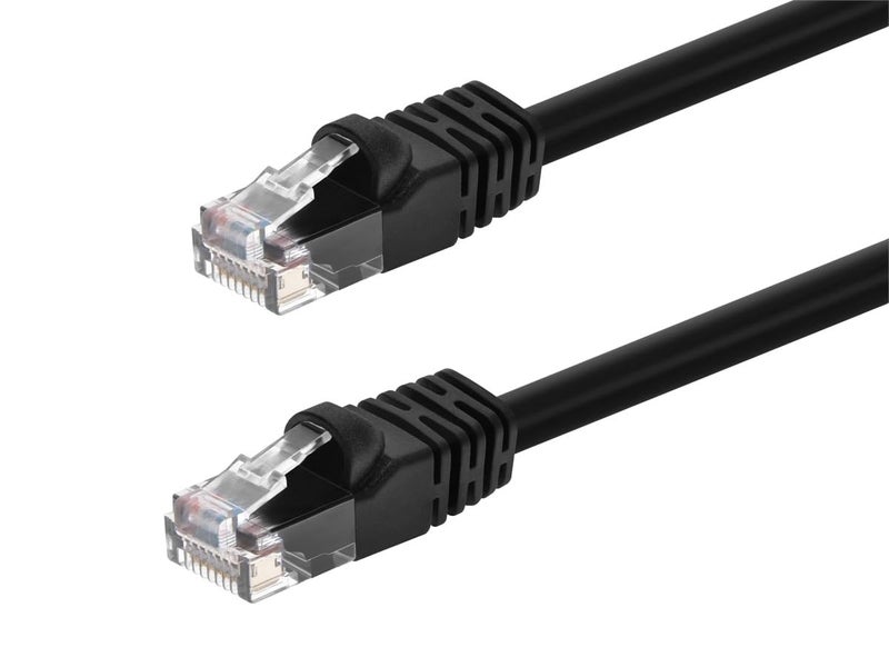Monoprice Cat6 Ethernet Patch Cable - Snagless RJ45, Fullboot, 24AWG Stranded Pure Bare Copper Wire, 550Mhz, UTP, 14 Feet, Black - Image 1