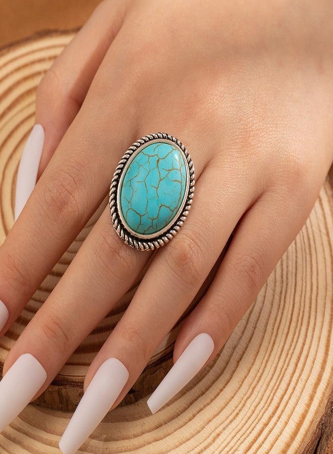 TOPACC Turquoise Bracelet for Women with Turquoise Ring Western Cowgirl Bracelet Bohemian Jewelry Set for Western Outfit - Image 5