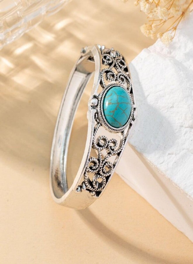 TOPACC Turquoise Bracelet for Women with Turquoise Ring Western Cowgirl Bracelet Bohemian Jewelry Set for Western Outfit - Image 4