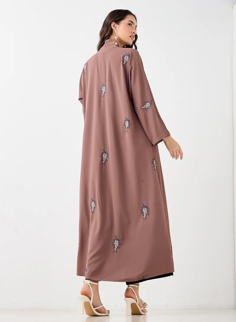 Hadiyath Al Madinah Mauve Embroidered Abaya - HM