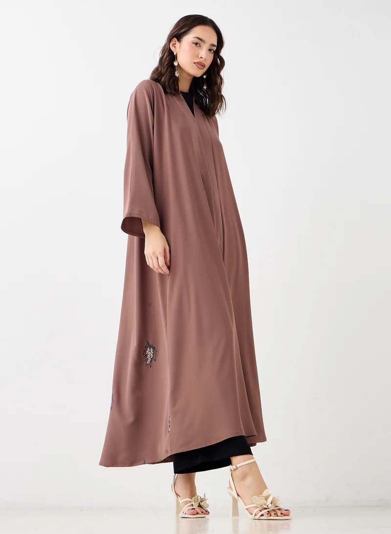 Hadiyath Al Madinah Mauve Embroidered Abaya - HM