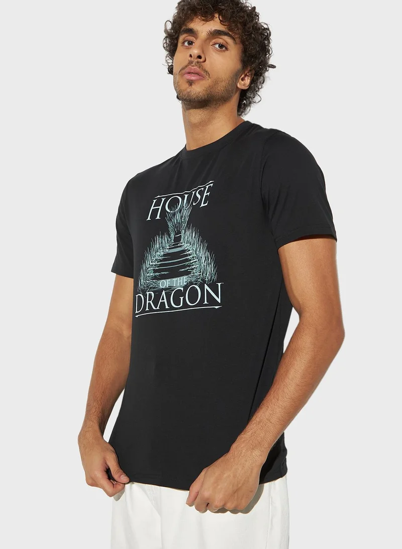SP Characters House Of Dragon Graphic Print Crew Neck T-Shirt