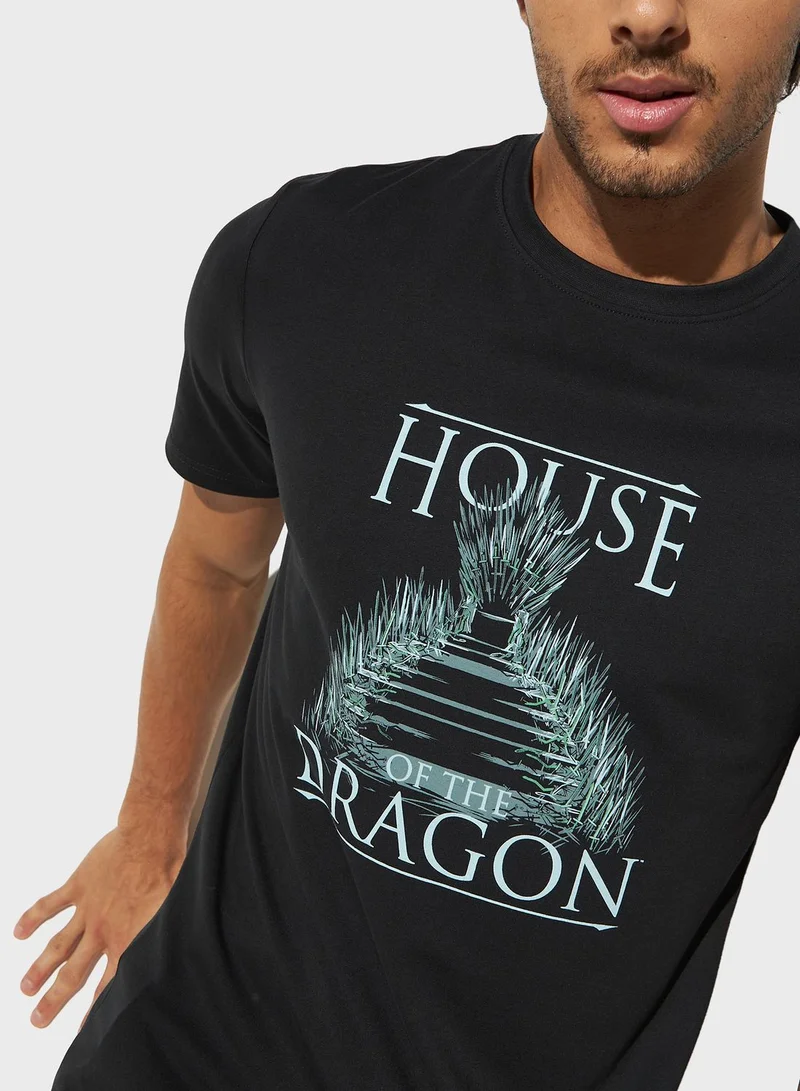 SP Characters House Of Dragon Graphic Print Crew Neck T-Shirt