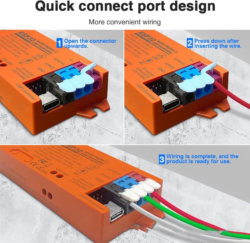 وحدة تحكم شريط LED Zopsc مع ميكروفون 15A إضاءة ديناميكية UART USB C مرحل تحكم عبر التطبيق برتقالي - Image 4