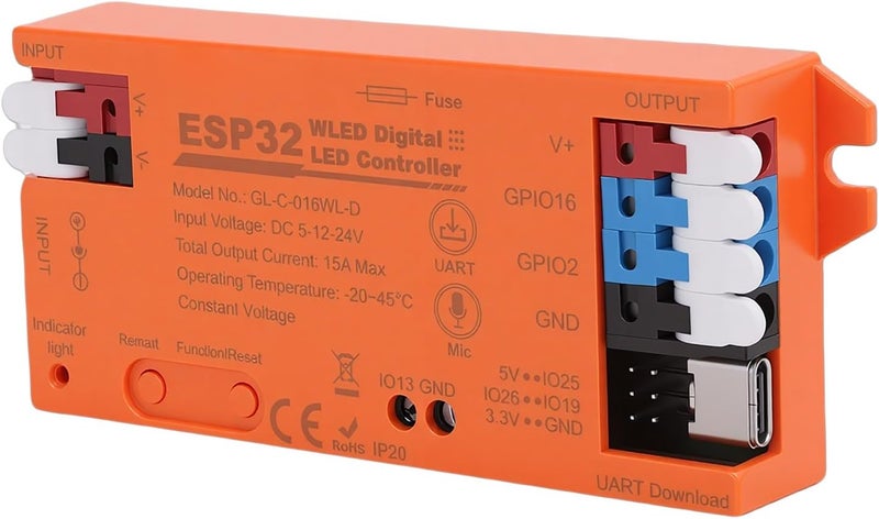 وحدة تحكم شريط LED Zopsc مع ميكروفون 15A إضاءة ديناميكية UART USB C مرحل تحكم عبر التطبيق برتقالي - Image 1