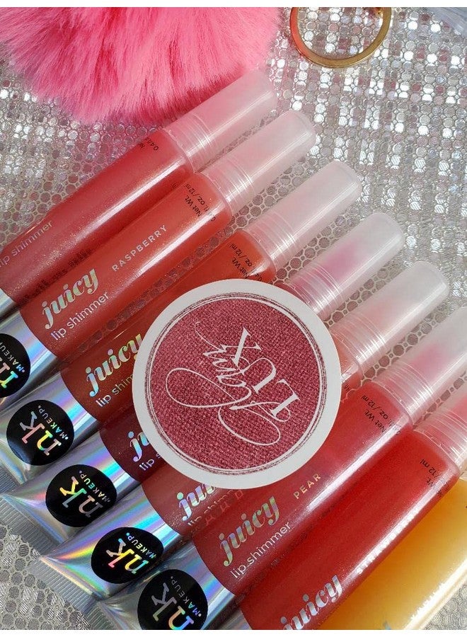 Glam Lux Nicka K Juicy Lip Shimmer Lip Gloss Set Of 8 & Keychain Gifts For Aunts, Women, Girls, Teens, Moms
