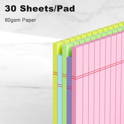 AILZFEI 5pcs Colored Note Pads 5x8 College Ruled Small Legal Pads Paper Notepads 5 Pack Study Back Writing Pads 5 x 8 Paper Pads Perforated Narrow Ruled Pads of Paper 30 Sheets/Pack - Image 3