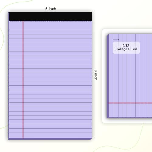 AILZFEI 5pcs Colored Note Pads 5x8 College Ruled Small Legal Pads Paper Notepads 5 Pack Study Back Writing Pads 5 x 8 Paper Pads Perforated Narrow Ruled Pads of Paper 30 Sheets/Pack - Image 2