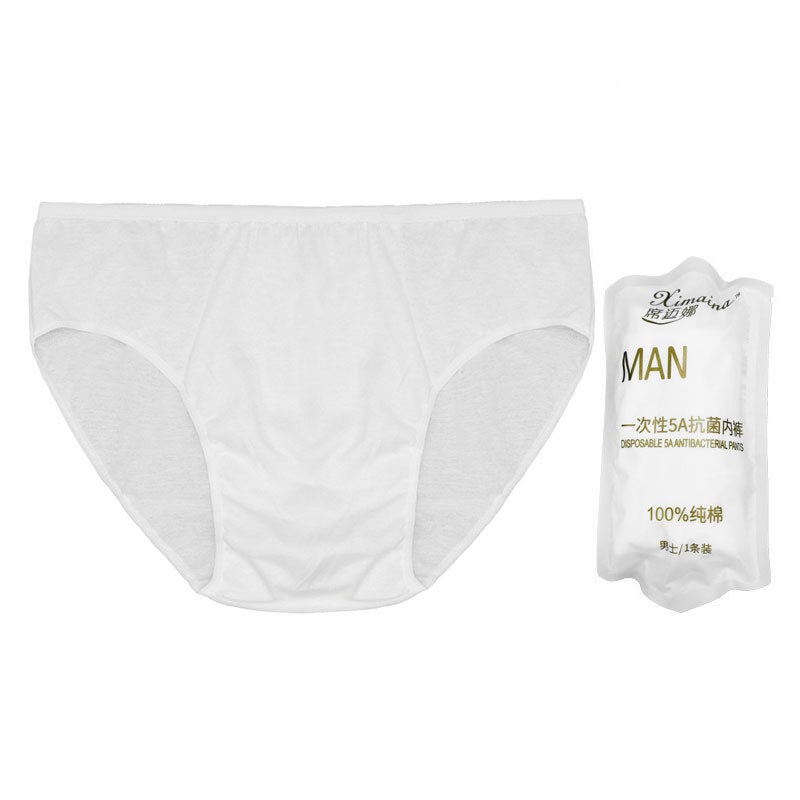 Generic Mens Disposable Cotton Underwear Travel Hotel White Antibacterial Cotton white triangle men's 1 pack 