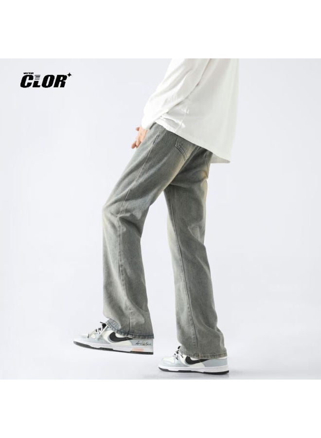Clor American High Street Jeans, Men's Casual Loose Pants, Autumn And Winter Style, Slightly Flared Straight-leg Trousers, Nzk06 Yellow Mud, XL - Image 3